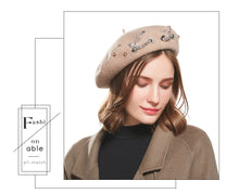 Load image into Gallery viewer, Women&#39;s Cashmere Beret Caps w/ Chain-link Design