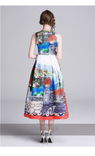 Load image into Gallery viewer, Women&#39;s Sleeveless Vintage Design Flare Wide Bottom Dresses