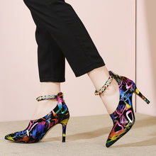 Load image into Gallery viewer, Women&#39;s Graffiti Print Design Strap Ankle Pumps