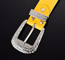 Load image into Gallery viewer, Women&#39;s Rhinestone Genuine Leather Skin Buckle Belts