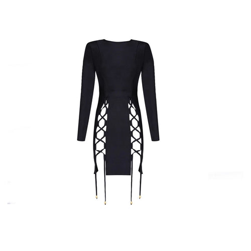 Women's Sexy Black Lattice Tie Body-con Dresses - Ailime Designs