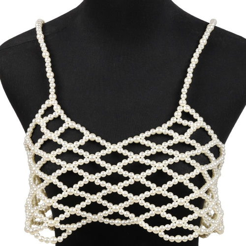 Women's Simulated Pearl Crop Top