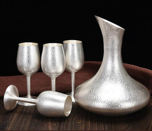 Beautiful Pure Silver Design 5pc Nordic Goblet Set - Ailime Designs