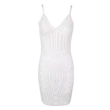 Load image into Gallery viewer, Women&#39;s White Sequin Spaghetti Strap Dresses