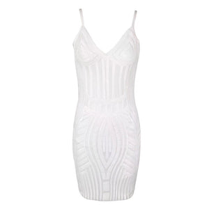 Women's White Sequin Spaghetti Strap Dresses