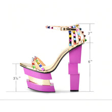 Load image into Gallery viewer, Women&#39;s Tower Heels &amp; Platform Design Colored Rivets Heels