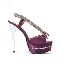 Load image into Gallery viewer, Cobra Snake Strap Design Sling-back Purple Heels - Ailime Designs