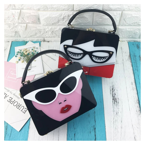Women's Diva Face Design Acrylic Handbags - Ailime Designs - Ailime Designs