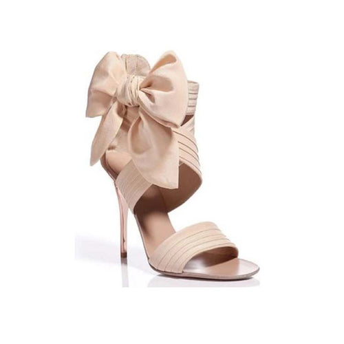 Cross-wrap Bow Design Open Toe Heels - Ailime Designs