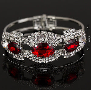 Lovely Women's Crystal Red Stone Cuff Design Bracelet - Ailime Designs