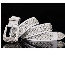 Load image into Gallery viewer, Women&#39;s Rhinestone Genuine Leather Skin Buckle Belts