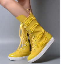 Load image into Gallery viewer, Women&#39;s Colorful Rivet Design Leather Skin Ankle Boots