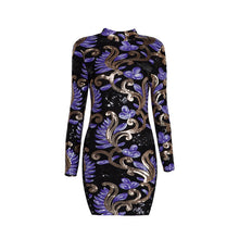 Load image into Gallery viewer, Women&#39;s Floral Print Design Lattice Tie Body-con Dresses