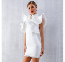 Load image into Gallery viewer, Women’s White Fringe Edge Design Body-con Sexy Fitted Dresses - Ailime Designs