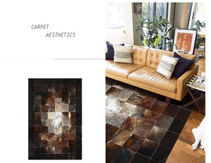 Beautiful Burn-Out Design Check Print Leather Skin Area Rugs