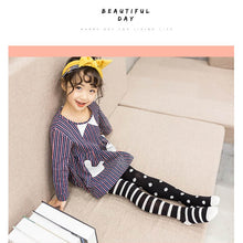 Load image into Gallery viewer, Children’s Polka Dots &amp; Stripe Knit Tights - Ailime Designs