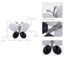 Load image into Gallery viewer, Wide Wing Black &amp; White Rhinestone Butterfly Pin Brooch - Ailime Designs