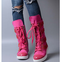 Load image into Gallery viewer, Women&#39;s Colorful Rivet Design Leather Skin Ankle Boots