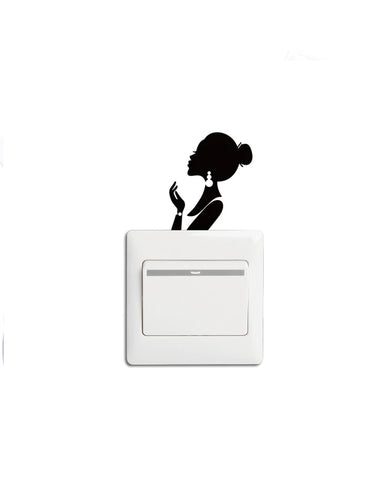 African American Woman & Switch Plate Wall Sticker - Ailime Designs - Ailime Designs