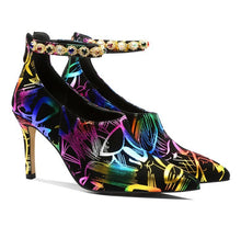 Load image into Gallery viewer, Women&#39;s Graffiti Print Design Strap Ankle Pumps