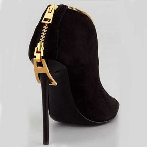 Women's New Style Nu-buck Suede Zipper Design High Heels