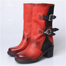 Load image into Gallery viewer, Women&#39;s Genuine Leather Buckle Design Riding Ankle Boots