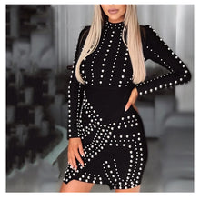 Load image into Gallery viewer, Women&#39;s Celebrity Style Long Sleeve Sexy Rivet Design Dresses