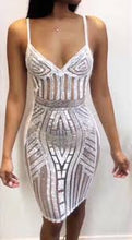 Load image into Gallery viewer, Women&#39;s White Sequin Spaghetti Strap Dresses