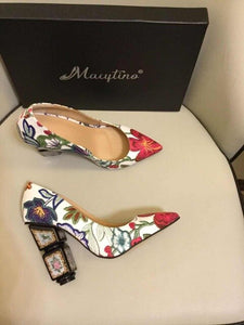 Women's Floral Print Design Classic Style Pumps