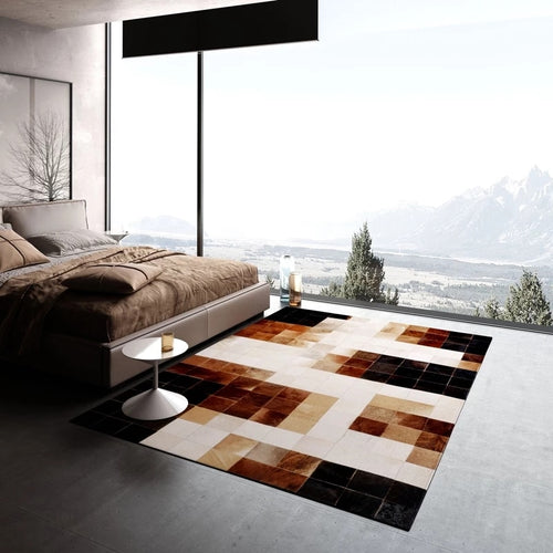 Geo metrics Classic Leather Skin Design Area Rugs