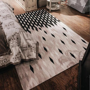 Diamond Border Print Design Genuine Leather Skin Rugs