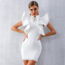 Load image into Gallery viewer, Women’s White Fringe Edge Design Body-con Sexy Fitted Dresses - Ailime Designs