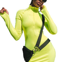 Load image into Gallery viewer, Women&#39;s Hot Neon Colors Zipper Front Body-con Club Style Dresses