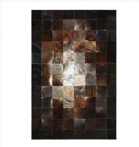 Beautiful Burn-Out Design Check Print Leather Skin Area Rugs