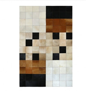 Beautiful Burn-Out Design Check Print Leather Skin Area Rugs