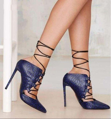 Mule Inspired Tie Design High Heels - Ailime Designs