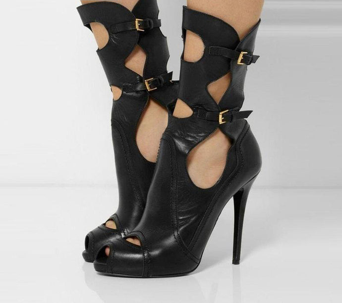 Women's Gladiator Hollow-cut design Ankle Boots