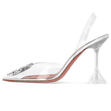 Load image into Gallery viewer, PVC Clear Sling-back Design Shoes w/ Crystal Flower Motif - Ailime Designs