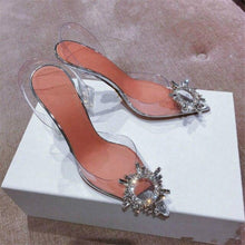 Load image into Gallery viewer, PVC Clear Sling-back Design Shoes w/ Crystal Flower Motif - Ailime Designs