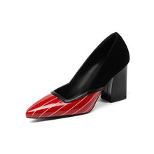 Load image into Gallery viewer, Women&#39;s Stripe Toe Genuine Leather Pumps