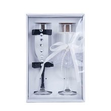 Load image into Gallery viewer, Adorable Black &amp; White Wedding Couple Champagne Glasses - Ailime Designs