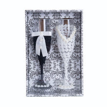 Load image into Gallery viewer, Adorable Black &amp; White Wedding Couple Champagne Glasses - Ailime Designs