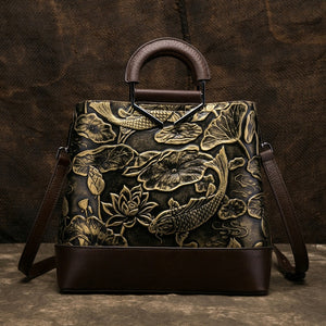 Women's Embossed Design Genuine Leather Messenger Bags - Ailime Designs