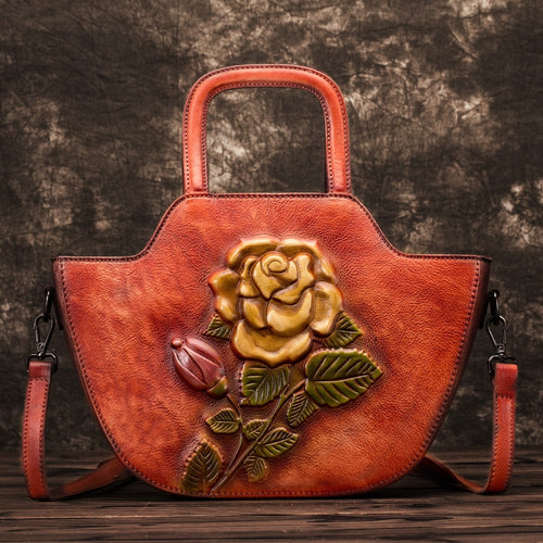 Women's Vintage Embossed Floral Design Shoulder Bags - Ailime Designs