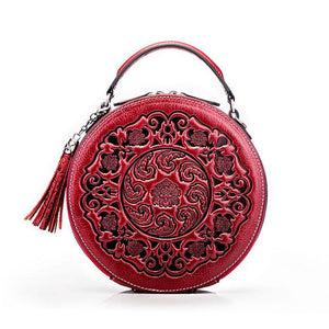 Women's Elegant Embossed Oval Messenger Shoulder Bag - Ailime Designs