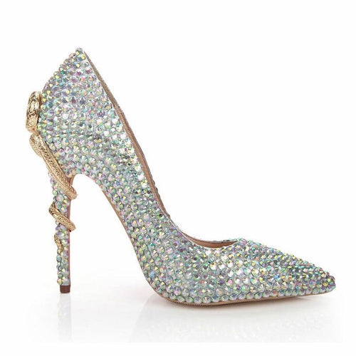 Women's Crystal Embellished Pointed Toe High Heels Shoes