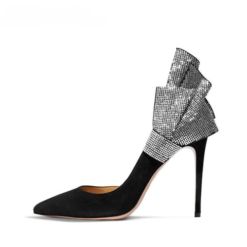 Women's Elegant Crystal Bow Design Pumps