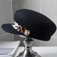 Load image into Gallery viewer, Cool Vintage Style Leopard Newsboy Black Caps - Ailime Designs