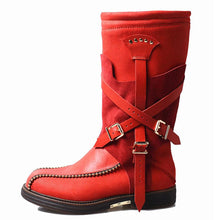 Load image into Gallery viewer, Women&#39;s British Style Genuine Leather Skin Riding Boots