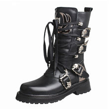 Load image into Gallery viewer, Women&#39;s Genuine Leather Skin Buckle Design Riding Boots